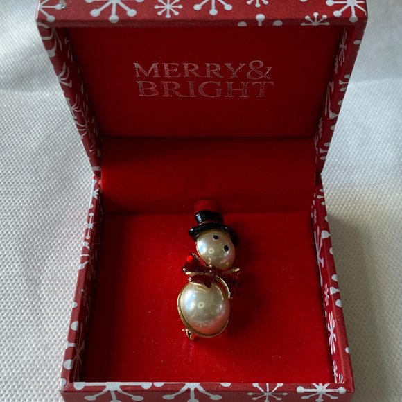 Merry and Bright Pearl Snowman Christmas Ornament - Picture 2 of 6